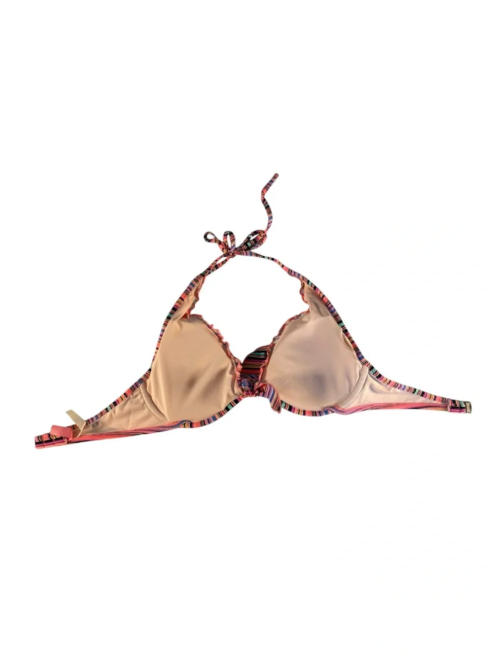 Victoria’s Secret The Fabulous Bikini Top 32D Striped Push Up Halter Y2K